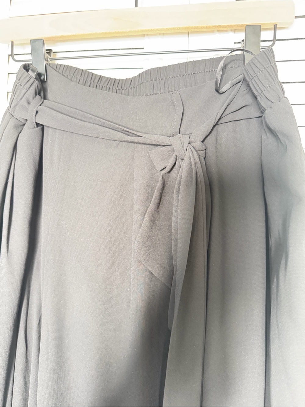 Miss Avenue Wide Leg Pants Women 2X Black Good Chiffon Overlay Tied Waist - Picture 6 of 16